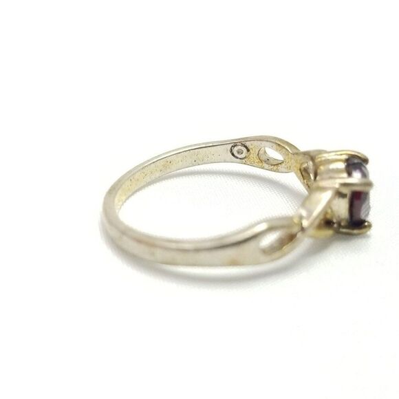 Vintage Sterling Silver Red Heart Shape Rhinestone Solitaire Ring, Size 7 - Picture 5 of 10